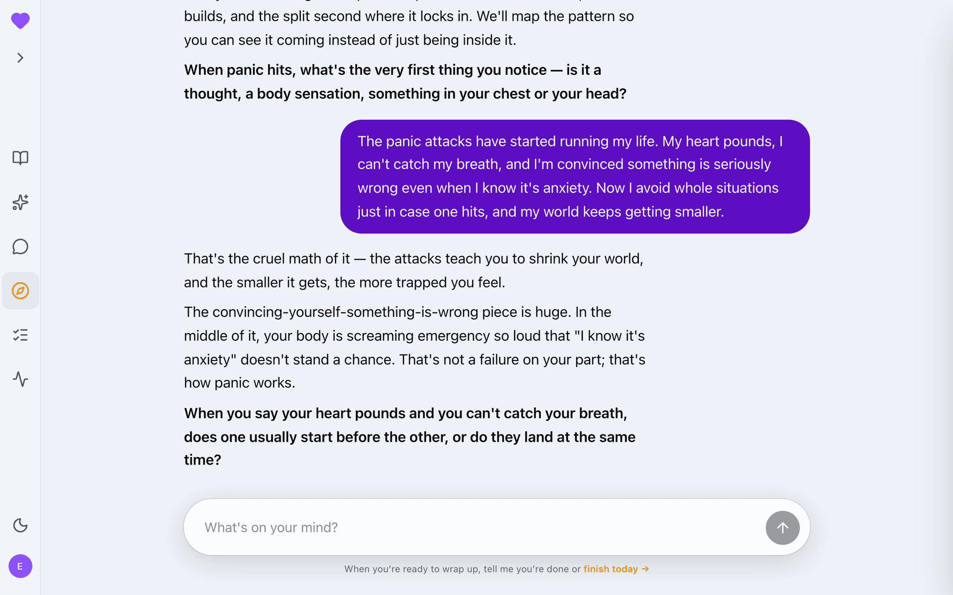 The guide opening a day of Overcoming Panic with a check-in question