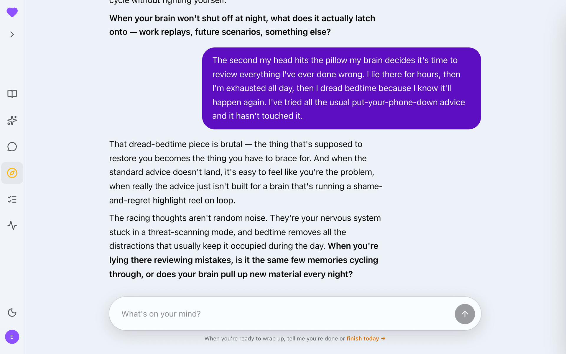 The guide opening a day of Sleeping Better with a check-in question