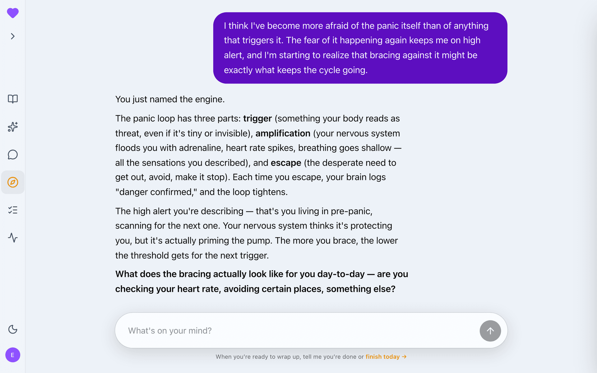 A Overcoming Panic reflection exchange with the guide
