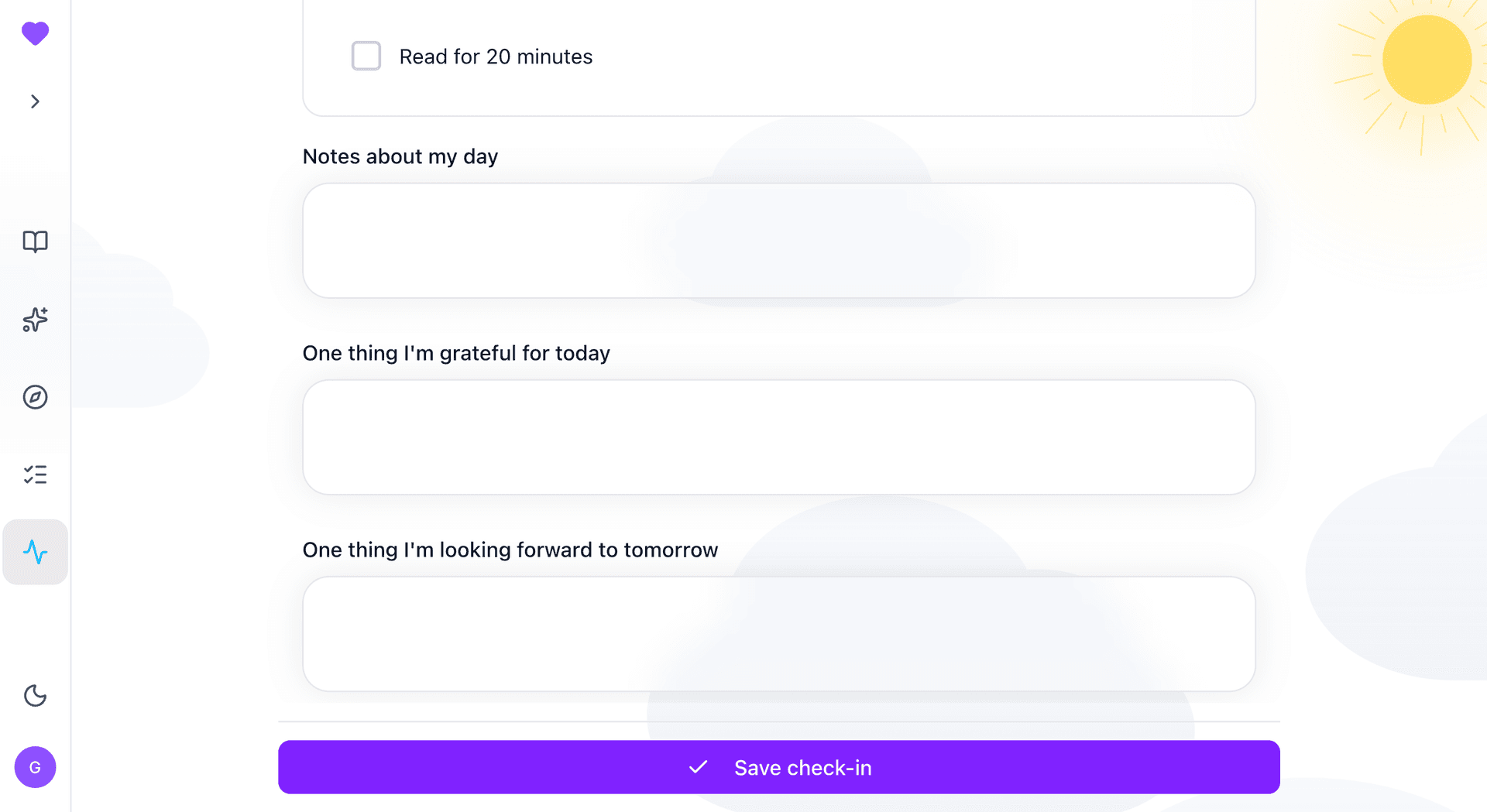 KindMind daily check-in journal prompts