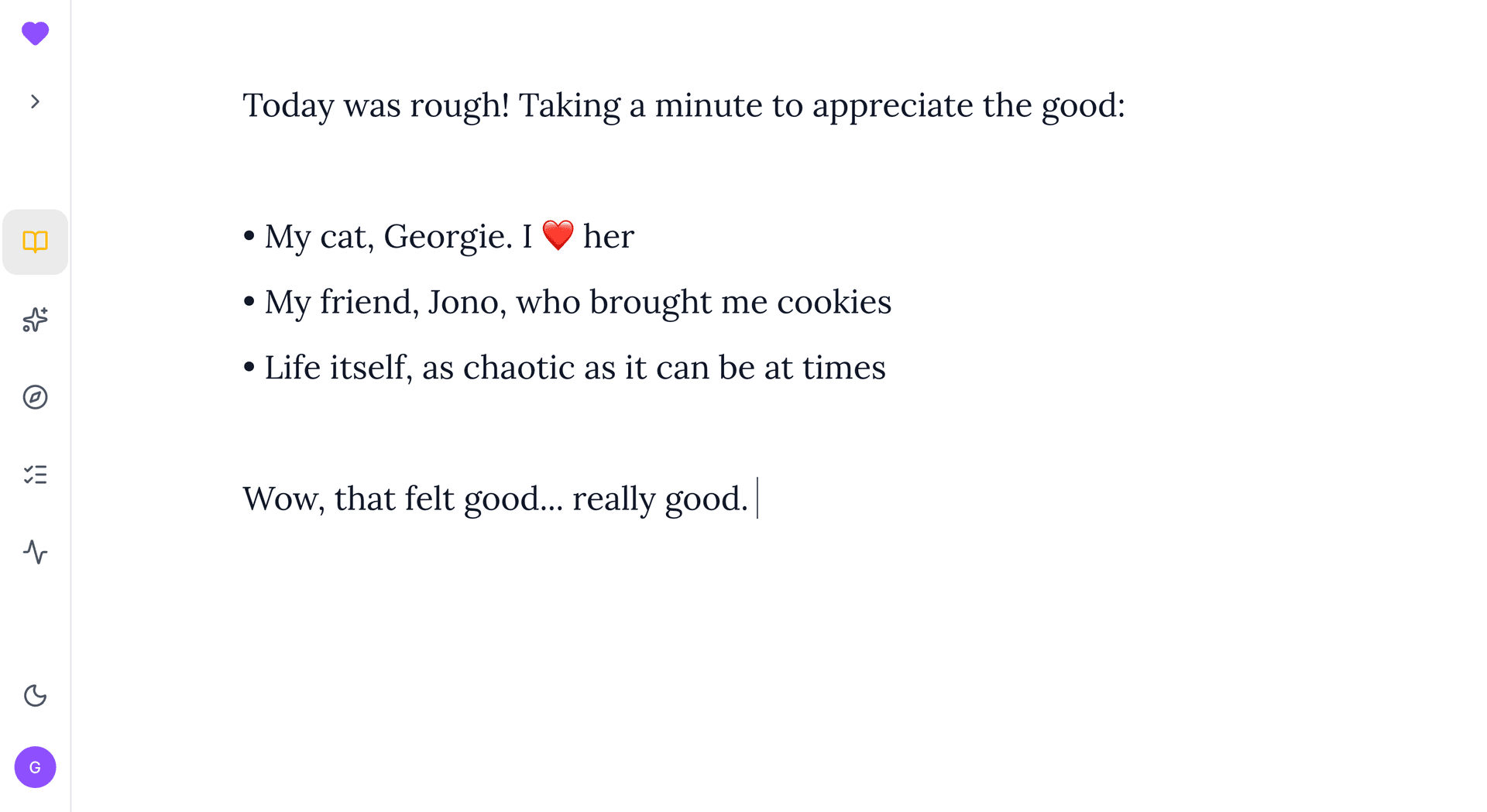 KindMind journal entry