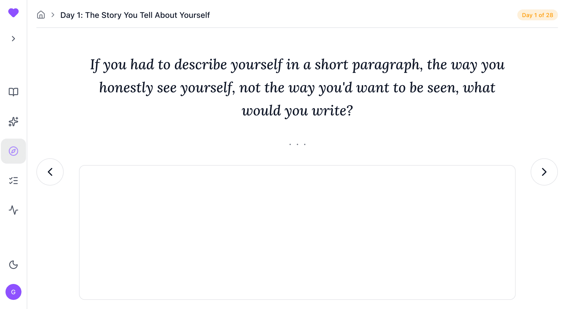 KindMind journey step journal prompt
