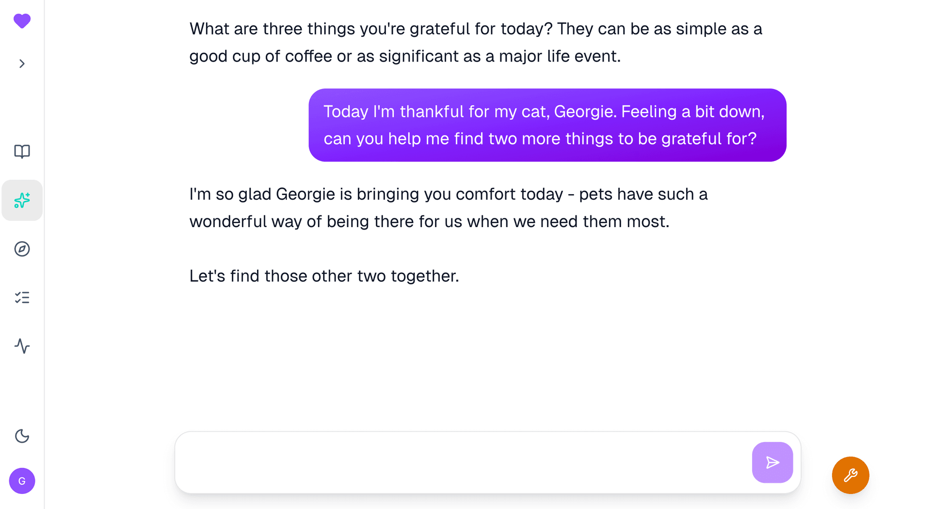 KindMind AI reflection conversation