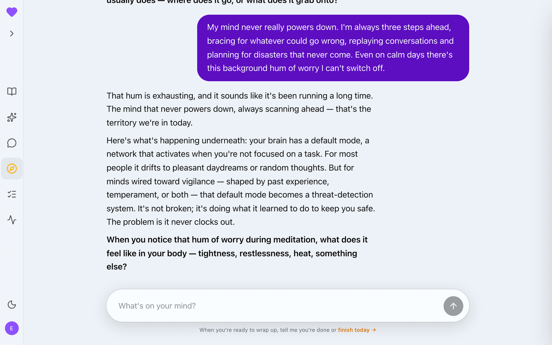 The guide opening a day of Understanding Anxiety with a check-in question