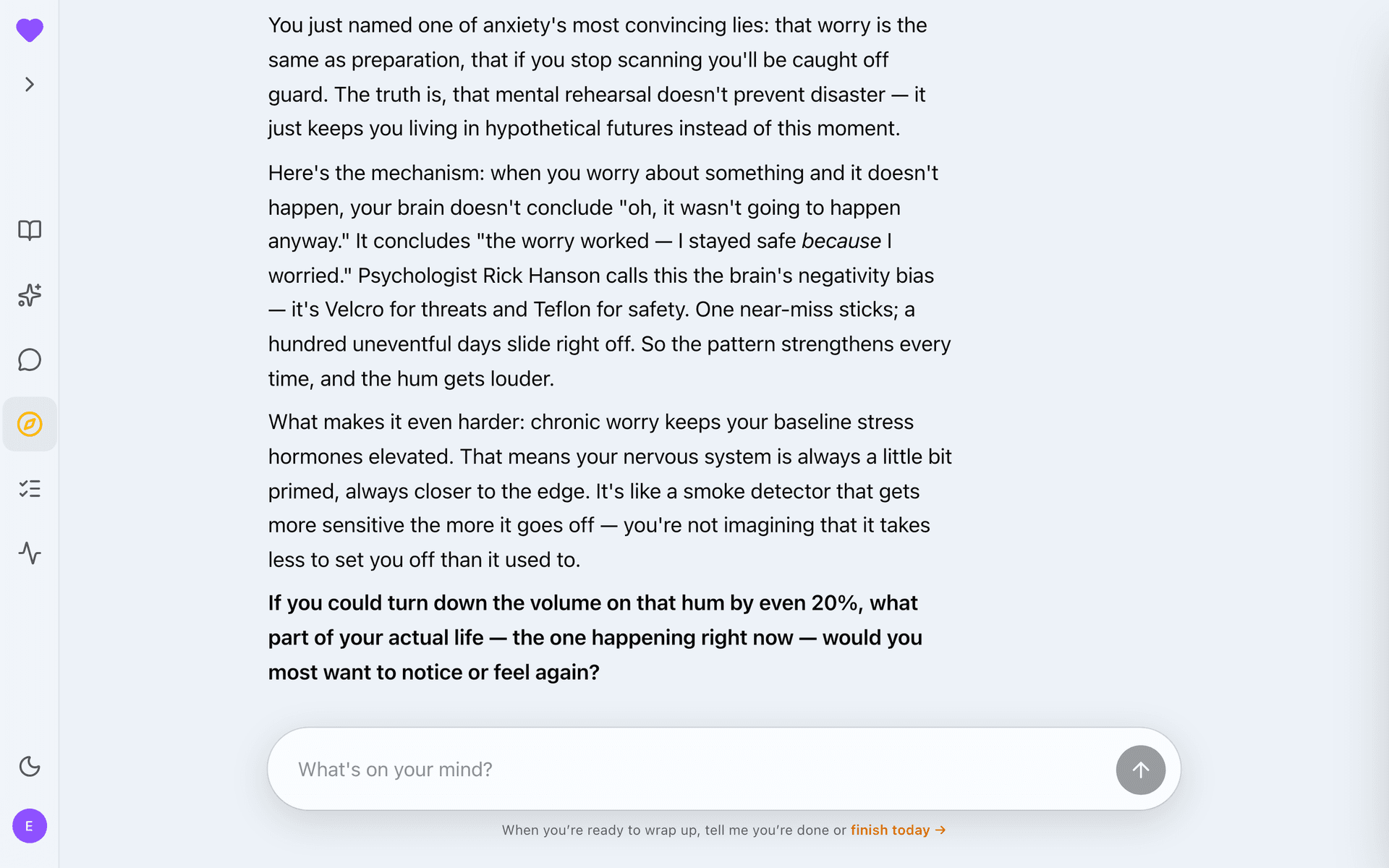 A Understanding Anxiety reflection exchange with the guide